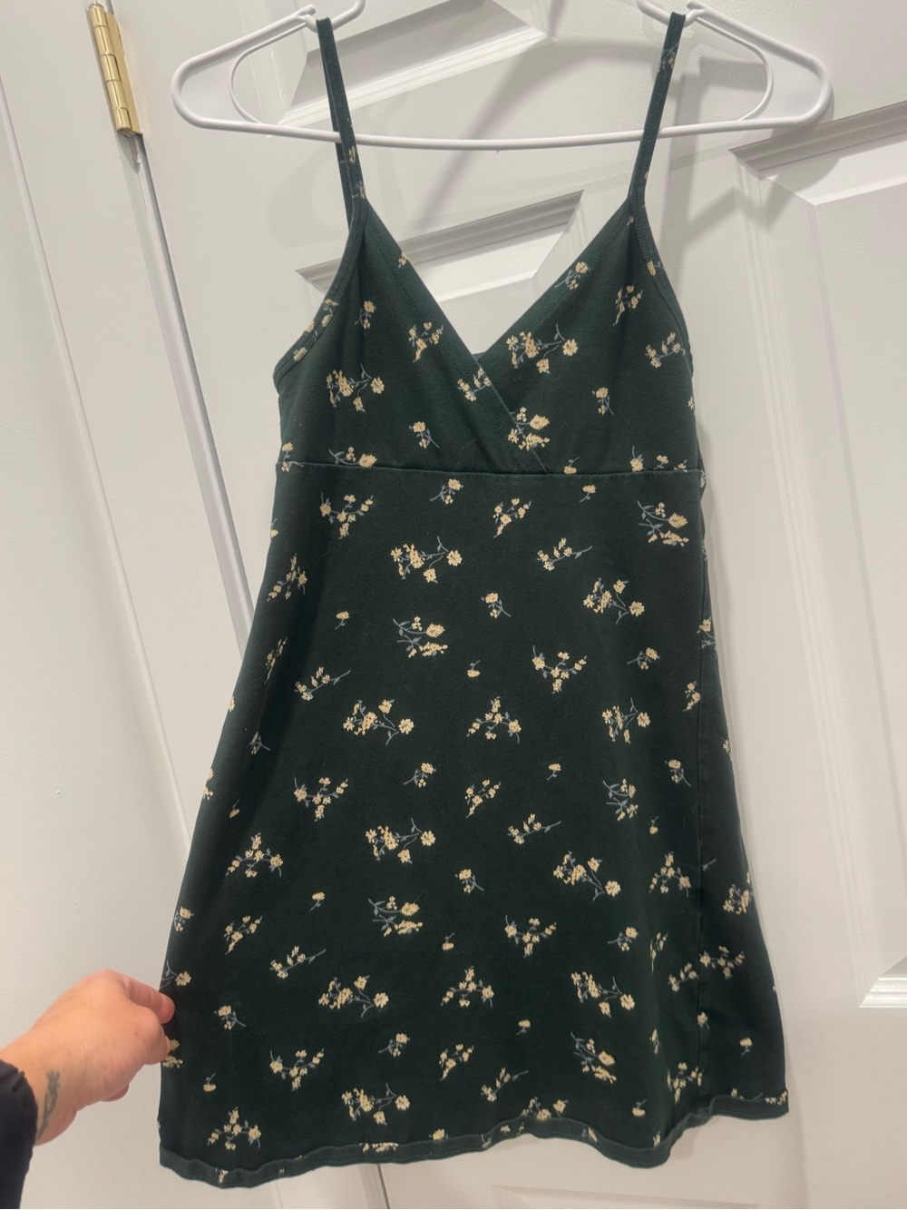 Brandy Melville Dark Green Floral Slip Dress
